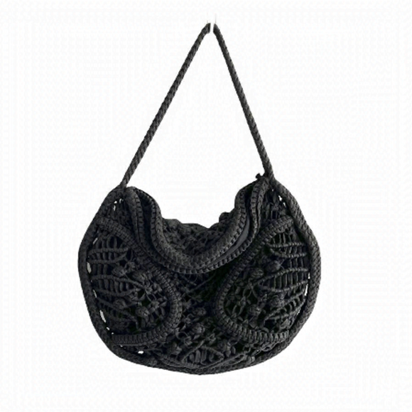 Made on Earth for David & Scotti Handbags - MADE On Earth For David & Scotti Boho Macramé Bag Purse Black
